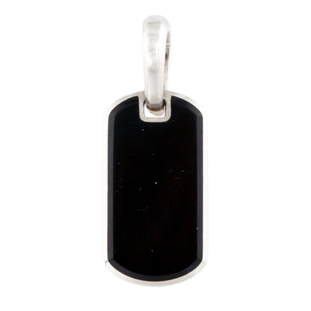 DAVID YURMAN STERLING SILVER 925 ONYX CHEVRON DOGTAG - Picture 2 of 6
